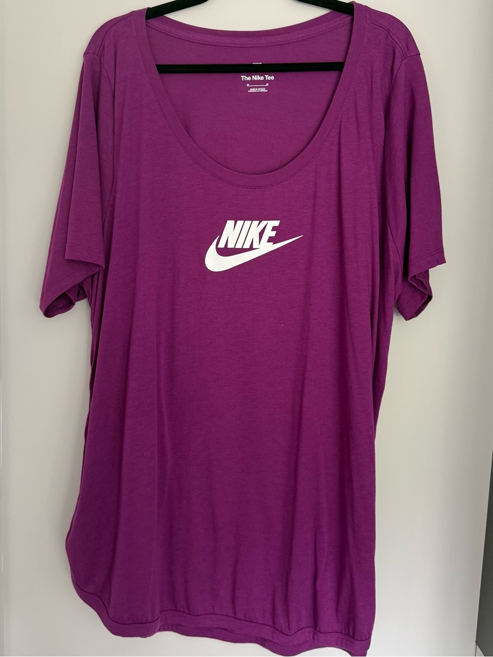 Nike Women's Short-Sleeve Scoop Neck Tee in Plum with White Logo
